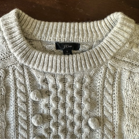 J Crew Women’s Heathered Gray Popcorn Cable Knit Fisherman Sweater Size S - Picture 10 of 13